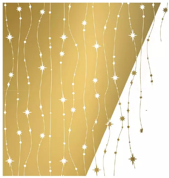 Cadeaupapier Kerst Stars Wit/Goud 50cmx200m