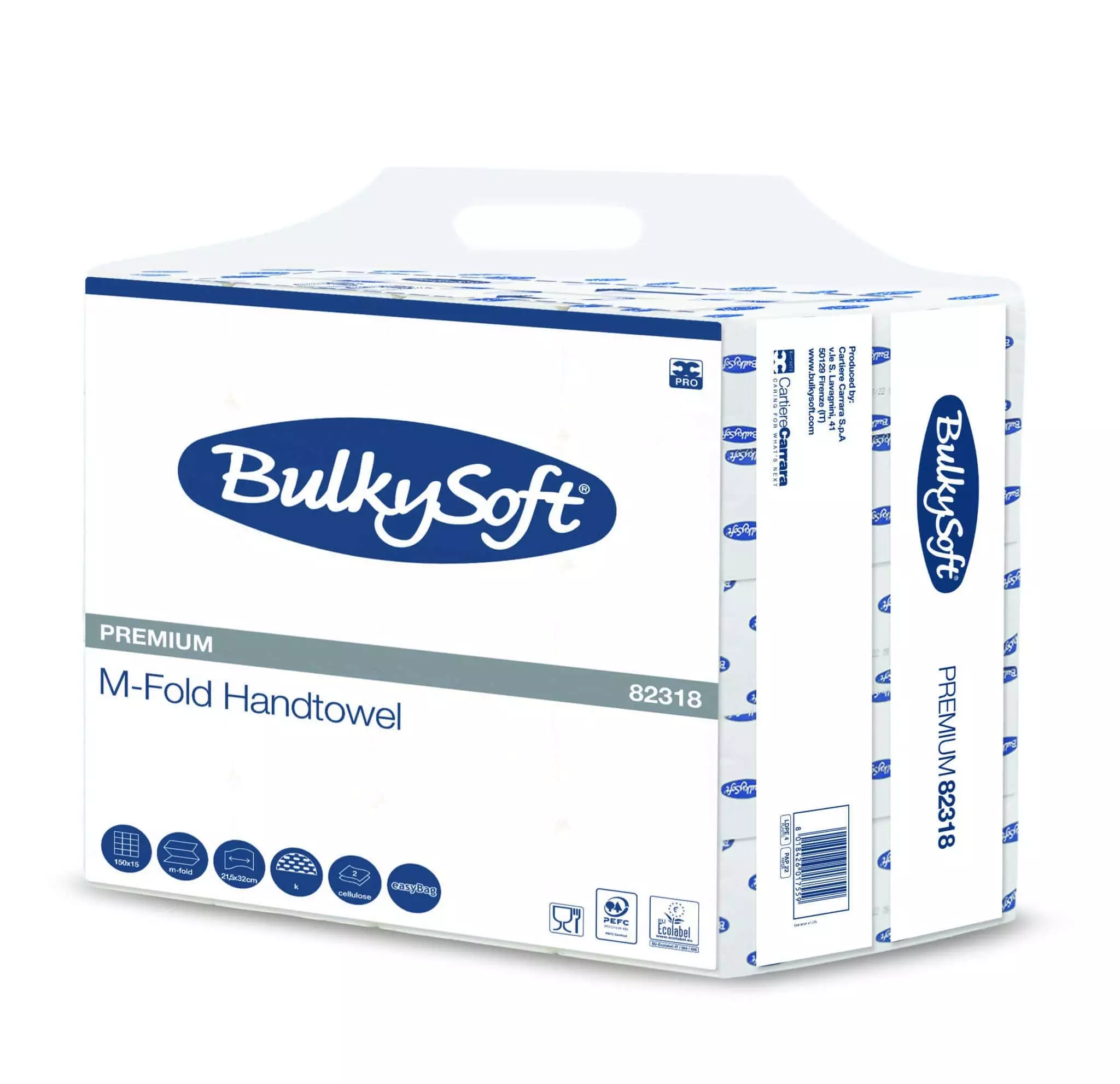Handdoek 320x215mm 2-laags Bulkysoft multifold wit (pak à 15x150st)
