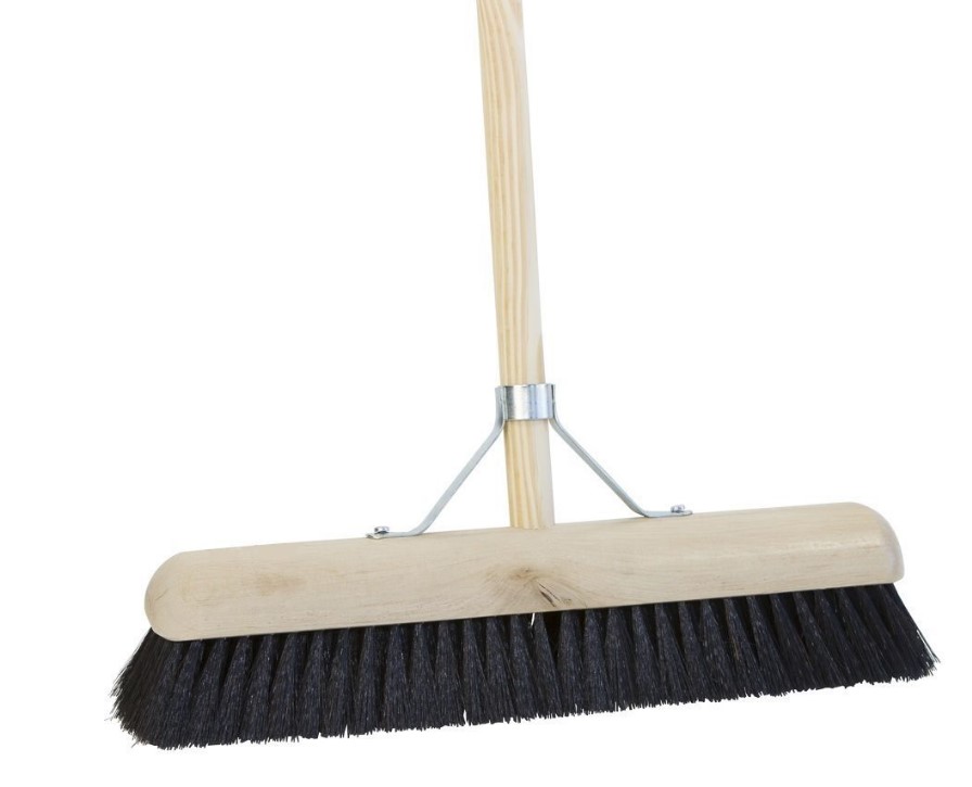 Zaalveger zwart haar 40cm 100% FSC incl.steel 140cm Ø24mm