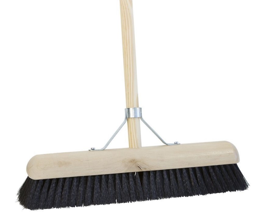 Zaalveger zwart haar 40cm 100% FSC incl.steel 140cm Ø24mm
