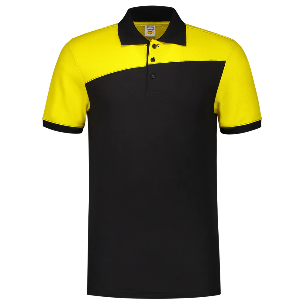 Polo bicolor naden zwart/geel