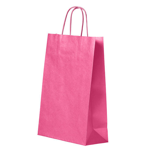 Draagtas papier 14x7x21cm rose (pak à 50st)