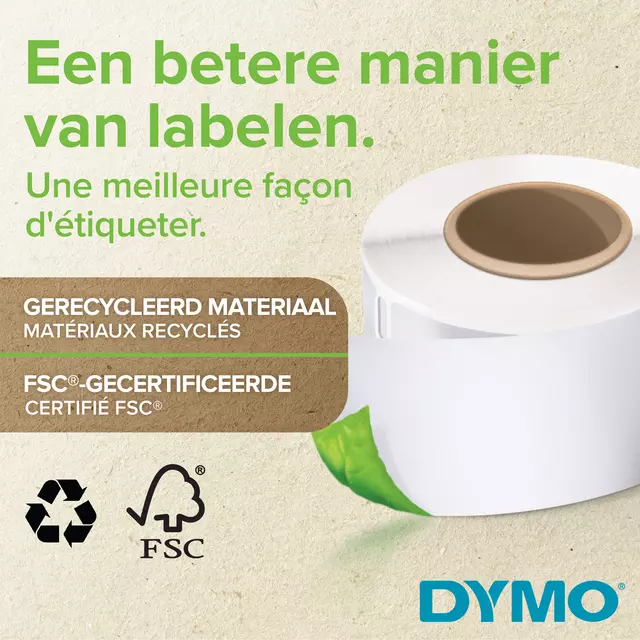 Dymo Label Etiket 28mmx89mm Wit 2x130 stuks