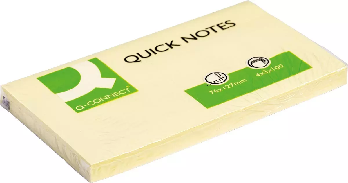 Memoblok 76x127mm 100 vel Geel 12 stuks