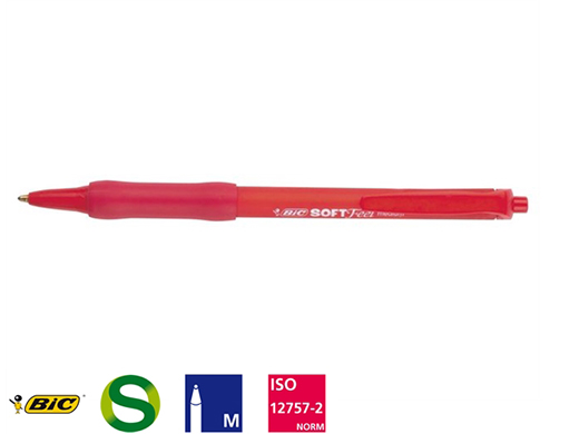 Balpen Bic Soft Feel Clic rood (doos à 12st)