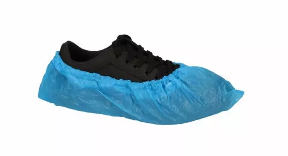 Schoenovertrek blauw geruwd 41x15cm CPE 40my maat 36-46 (doos à 20x100st)