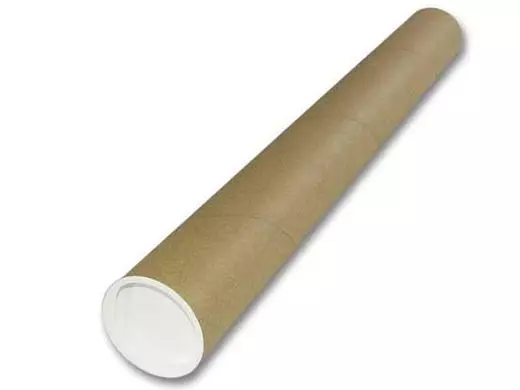 Verzendkoker 87cm rond +2 witte doppen Ø6cm Bruin