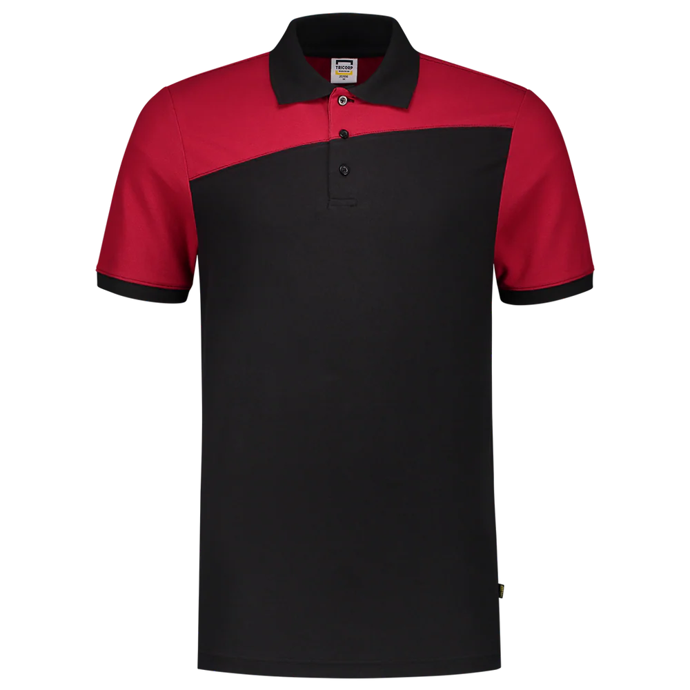 Polo Bicolor naden zwart/rood