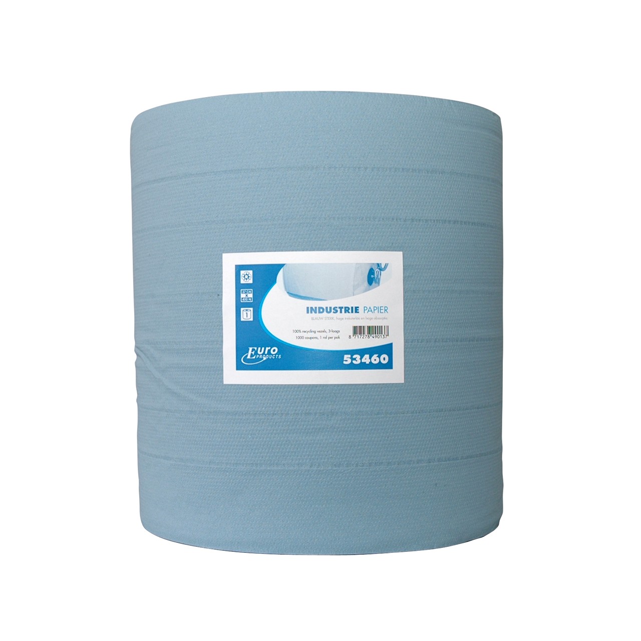 Industrierol 37cmx380m blauw recycled 3 laags