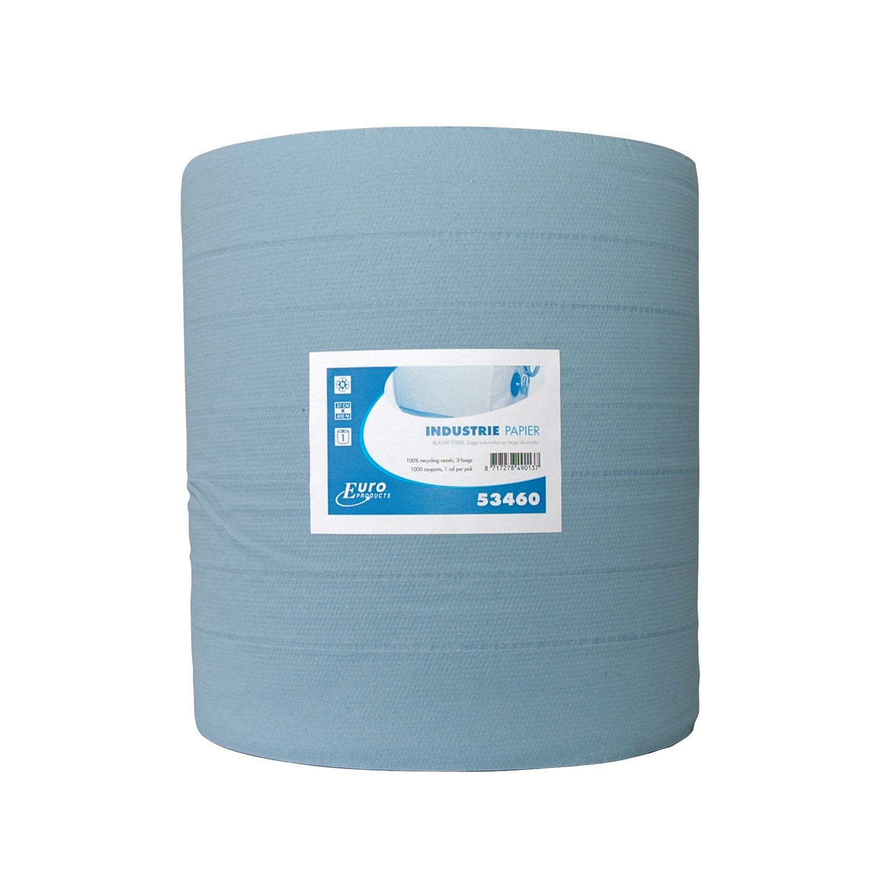 Industrierol 37cmx380m blauw recycled 3-laags