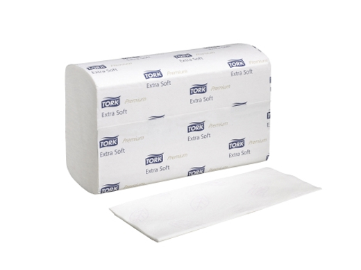 Handdoek Tork premium interfold soft 21x34cm H2 2-laags (doos à 21x136st)