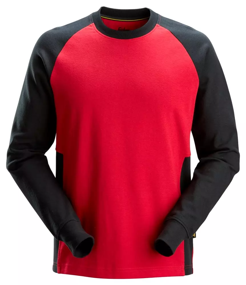 Sweatshirt tweekleurig chili rood/zwart 2840