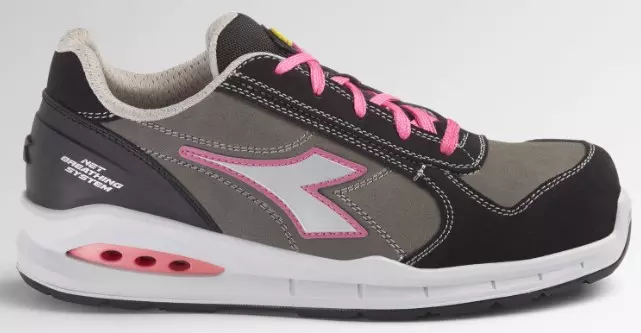 Diadora Run Net Airbox Low S3 Werkschoen Zilver/Roze