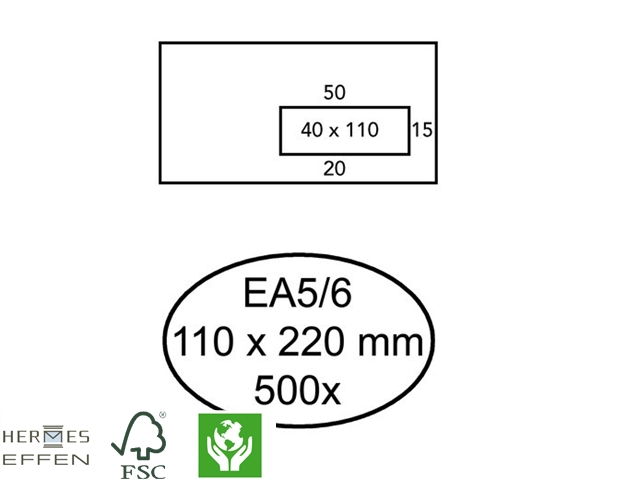 Envelop Hermes Venster Ea5/6 Vr V10 4X1180Gr Zk Wit