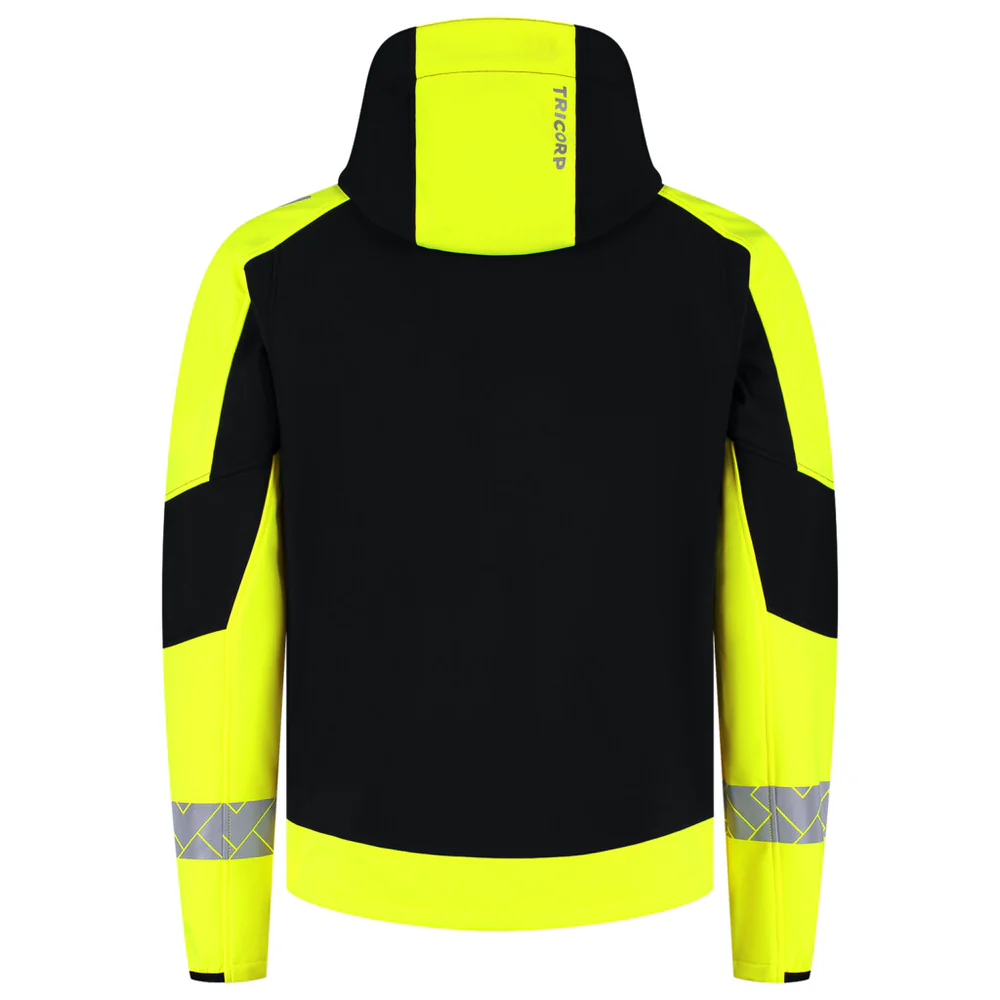 Softshell capuchon Reflective Redefined zwart-geel