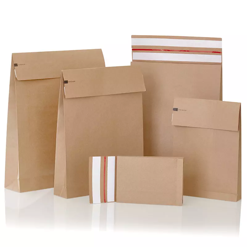 Papieren verzendzakken met dubbele plakstrip 350x450x80mm 200 stuks