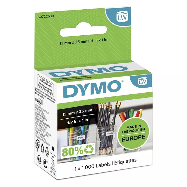 Dymo Label Etiket 25mmx13mm Wit 1000 stuks