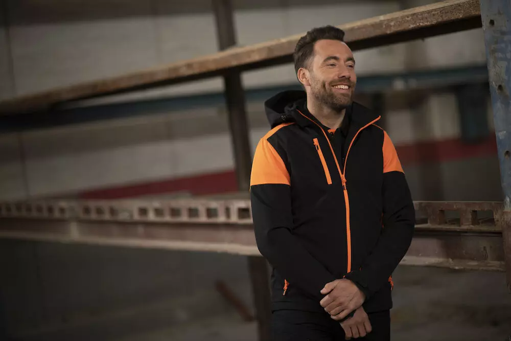 Softshell jas heren Prime zwart/oranje Printer