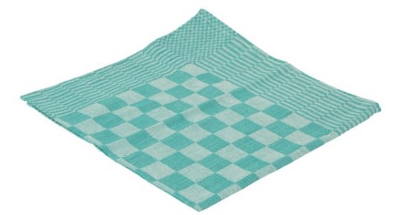 Theedoek 65x65cm groen grote ruit (pak à 6st)