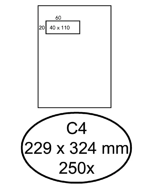Envelop C4 venster links 120Gr wit 229x324mm