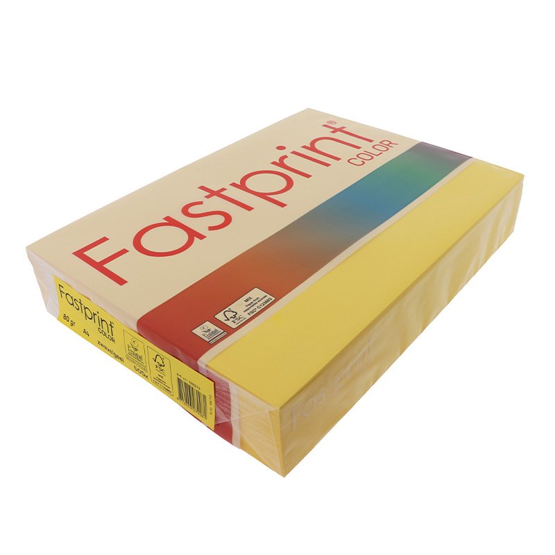 Kopieerpapier Fastprint A4 80gr zwavelgeel (pak à 500vel)