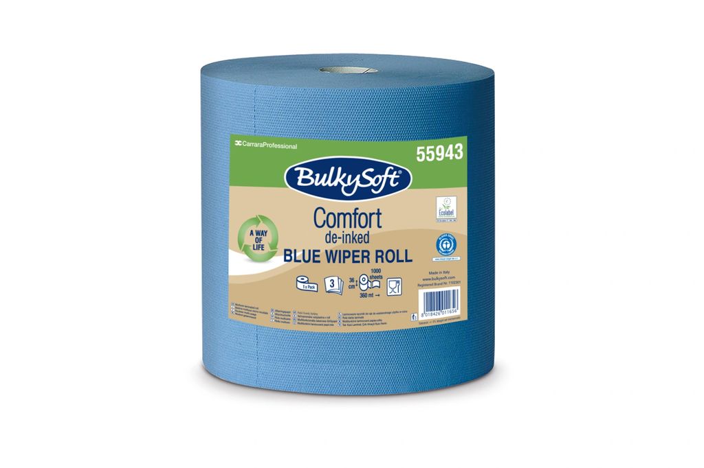 Poetsrol 36cmx360m 3-laags Bulkysoft blauw (rol à 1.000vel)