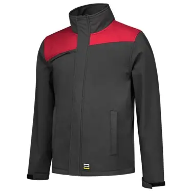 Softshell bicolor naden donkergrijs/rood