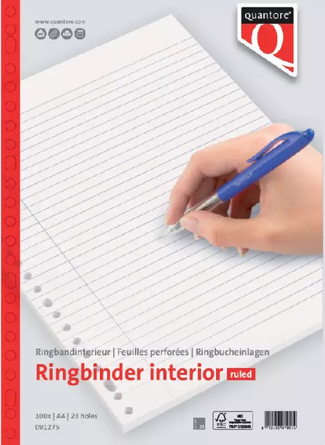 Ringbandinterieur A4 Gelijnd 100 Vellen Quantore