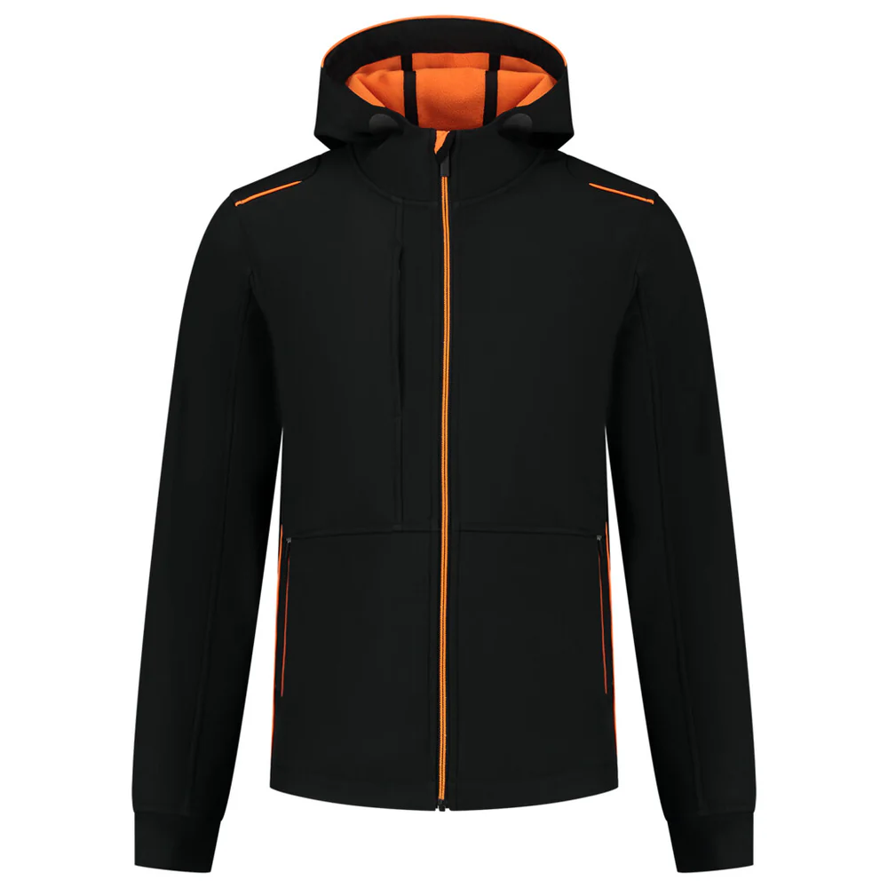 Softshell Capuchon Accent zwart/oranje