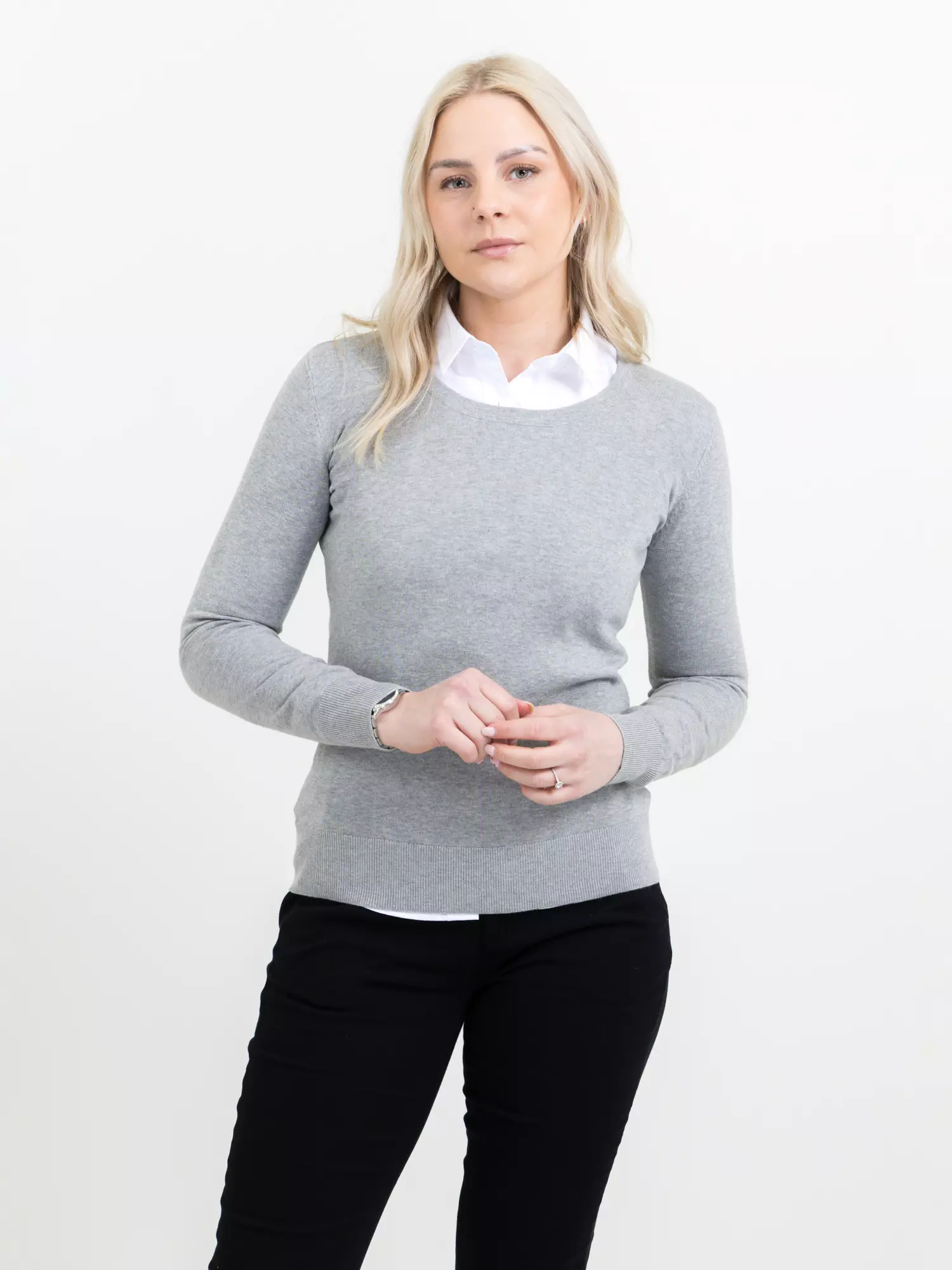 Trui Ashland u-neck dames grijs