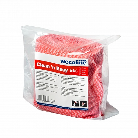 Navulling Clean 'n Easy doek 36x30cm rood sanitairreiniging (3rol à 150st)