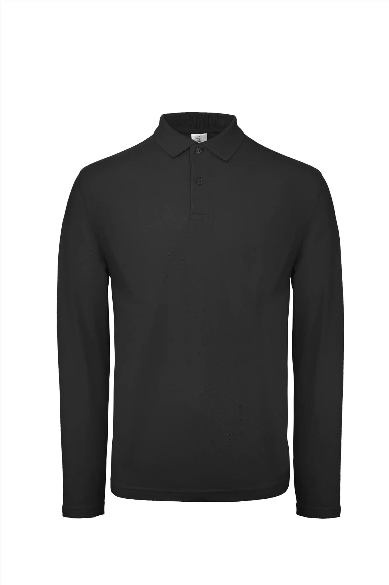 Polo B&C ID.001 lange mouw 5PUI12 zwart