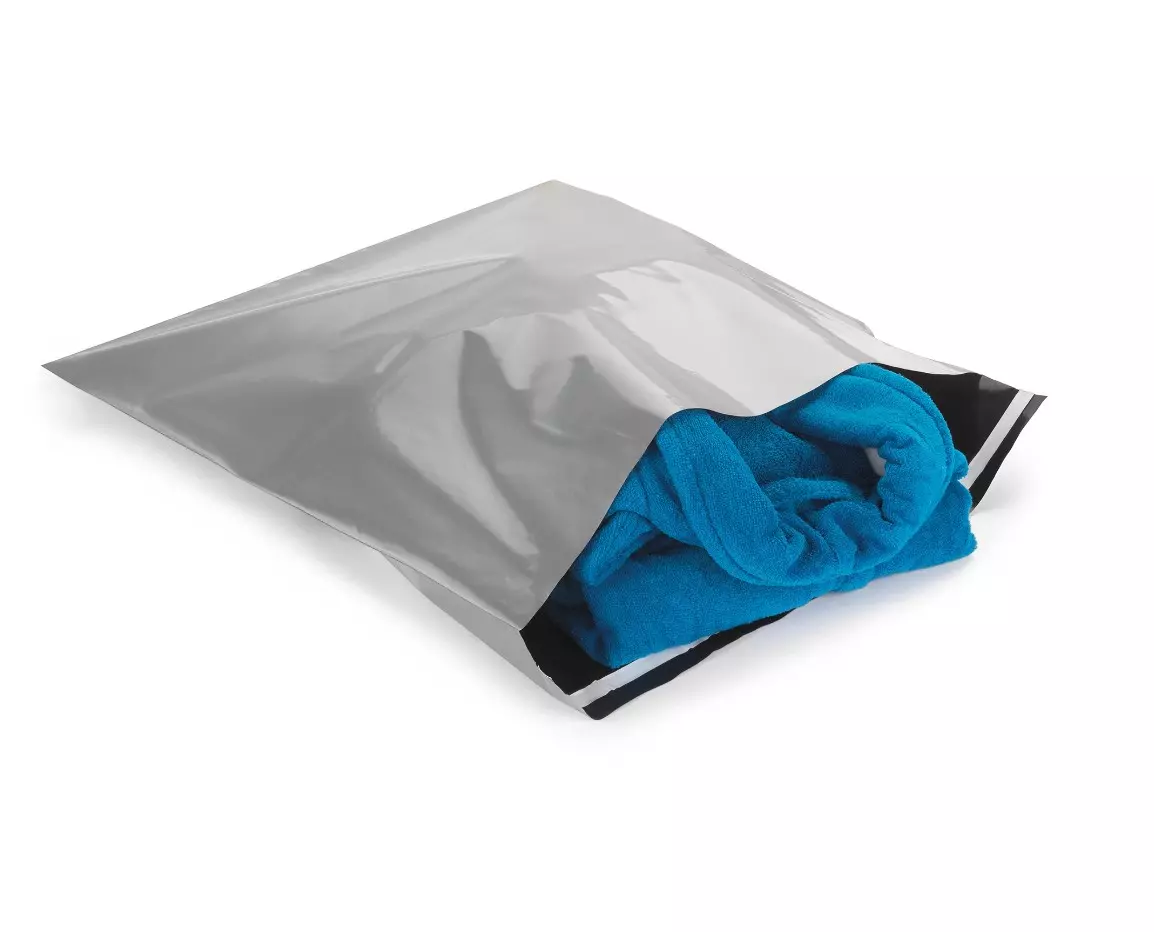 Plastic verzendzakken met enkele plakstrip zilver 50x46cm 125 stuks