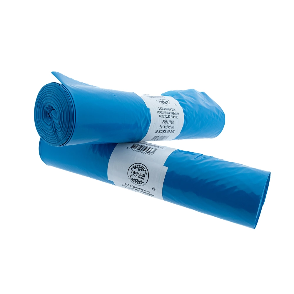 Zak LDPE 65x25x140cm 41mu T70 blauw inhoud 240 liter (doos à 100st)