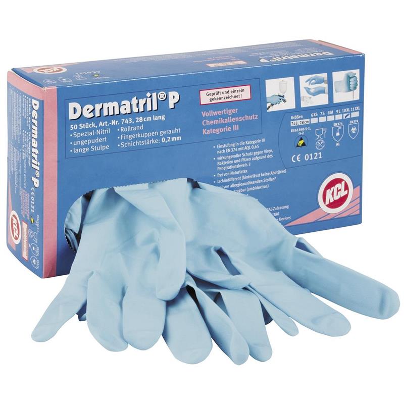 Handschoen Nitril lengte 28cm maat L