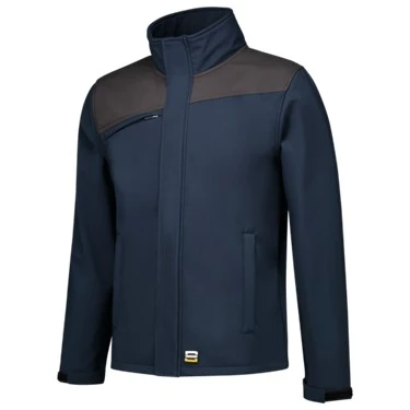 Softshell bicolor naden inktblauw/ donkergrijs