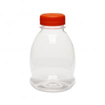 Fles PET 250ml top 300ml bol model transparant met oranje dop (doos à 95st)