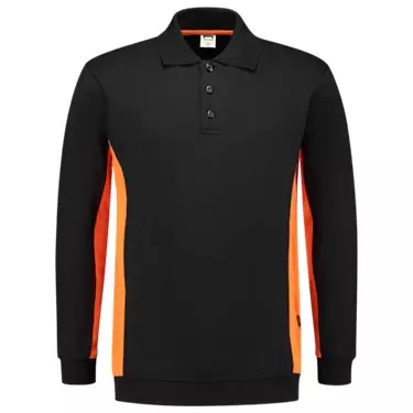 Polosweater bicolor zwart oranje