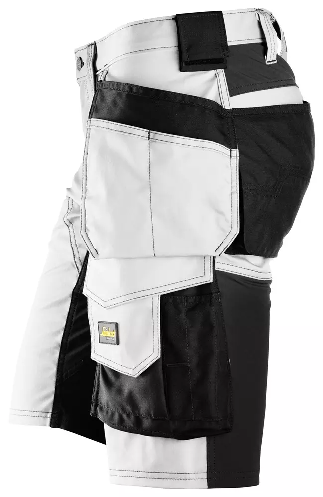 Korte werkbroek Snickers 6141 holsterzak wit/zwart