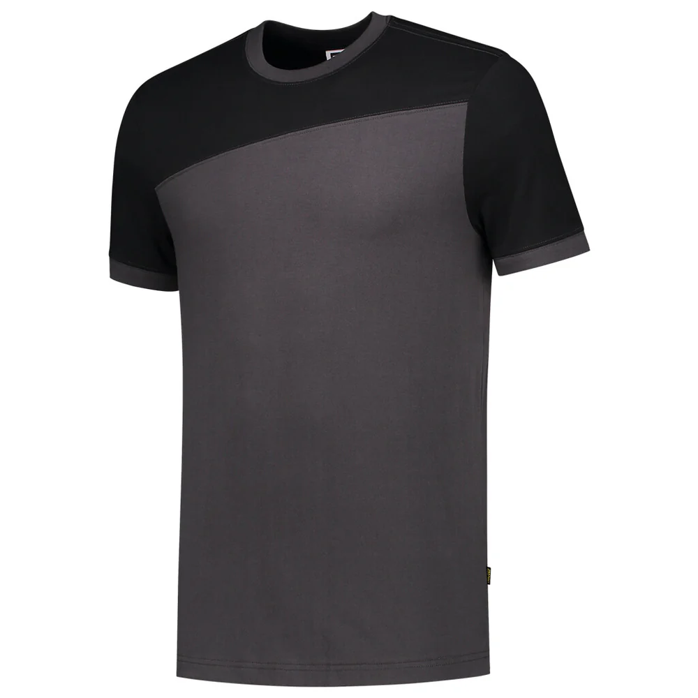T-shirt bicolor donkergrijs/zwart