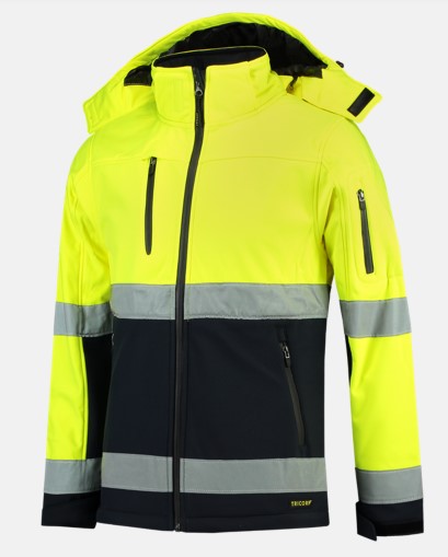 Softshell fluor geel/blauw ISO20471 Bicolor 403007
