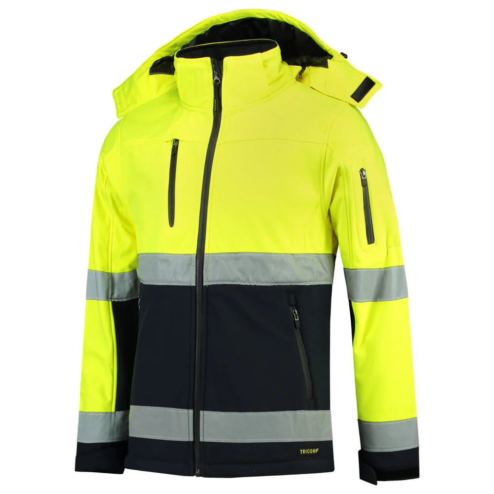 Softshell fluor geel/blauw ISO20471 Bicolor 403007