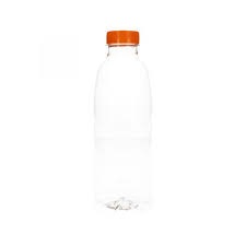 Fles PET 330ml transparant met oranje dop (doos à 150st)