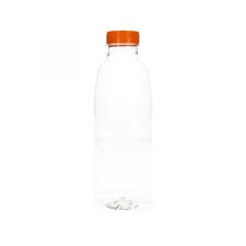 Fles PET 330ml transparant met oranje dop (doos à 150st)