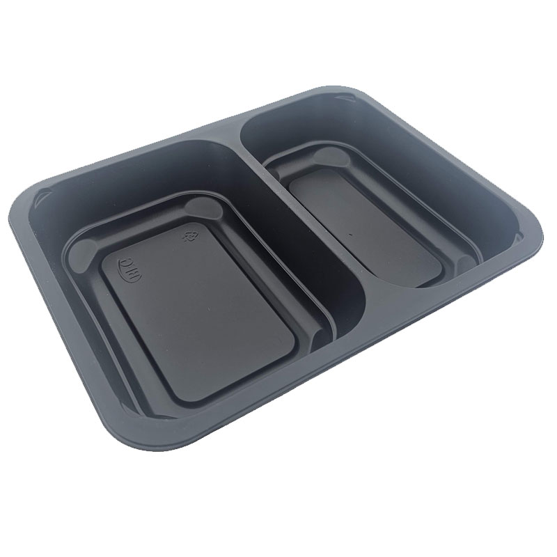 Menubak PP 2-vaks zwart 1500ml 227x178x50mm (doos à 300st)