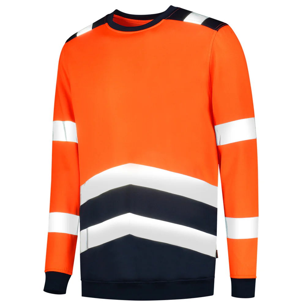 Sweater high vis Bicolor fluor oranje - marine