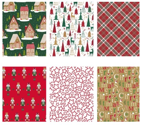 Cadeaupapier Kerst Assorti 6 Dessins 70cmx2m