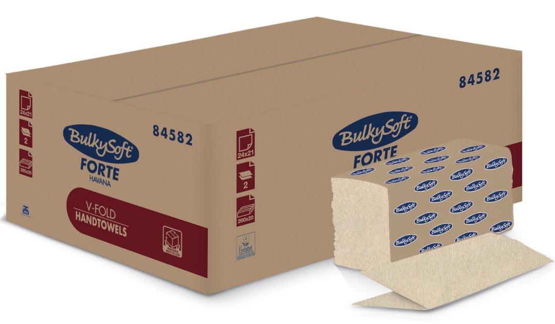 Handdoek V-vouw 210x240mm 2-laags bruin Havanna recycled 84582(doos à 20x200vel)