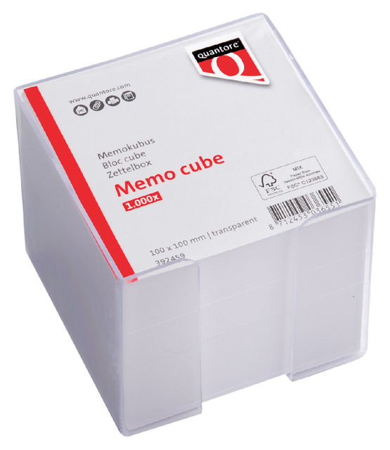 Memokubus Quantore 10x10x10cm 1000 vel transparant