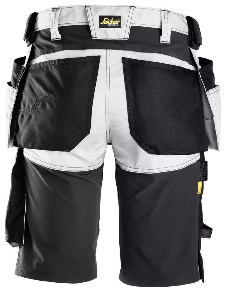 Korte werkbroek Snickers 6141 holsterzak wit/zwart